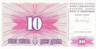 Bosnia and Herzegovina 10 Dinara, 1994 image